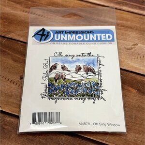 ART IMPRESSIONS M4878 OH SING WINDOW RUBBER UNMOUNTED STAMP PSALM 98v1 BIRDS